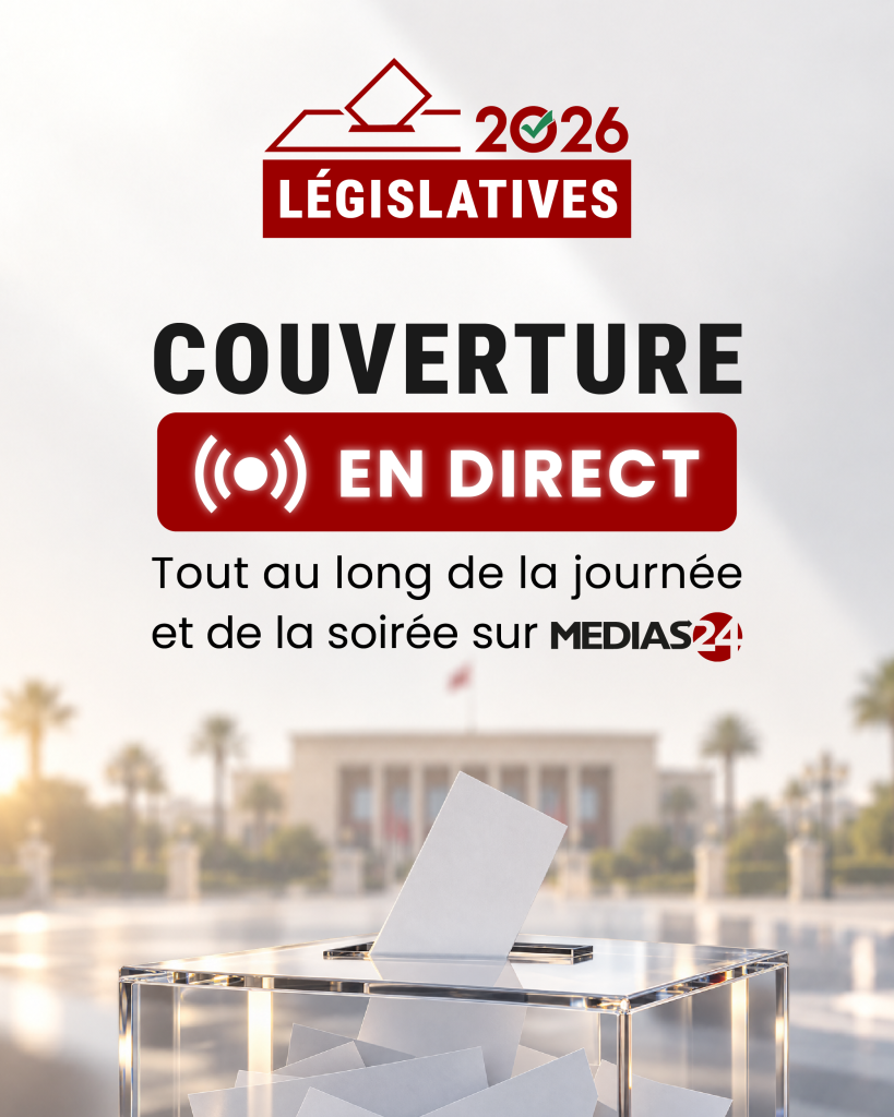 Médias24 live coverage banner for the Moroccan legislative elections 2026